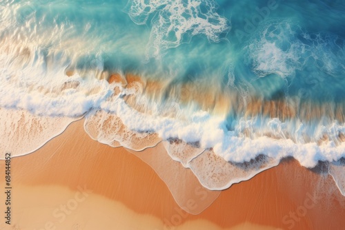 Stunning Sunset: Sun Masterpiece Crafted on Sandy Beach Canvas Generative AI © monsifdx