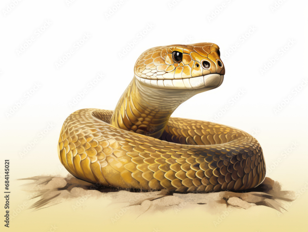 Fototapeta premium King Cobra poised and ready, illustrated with striking realism and detail.