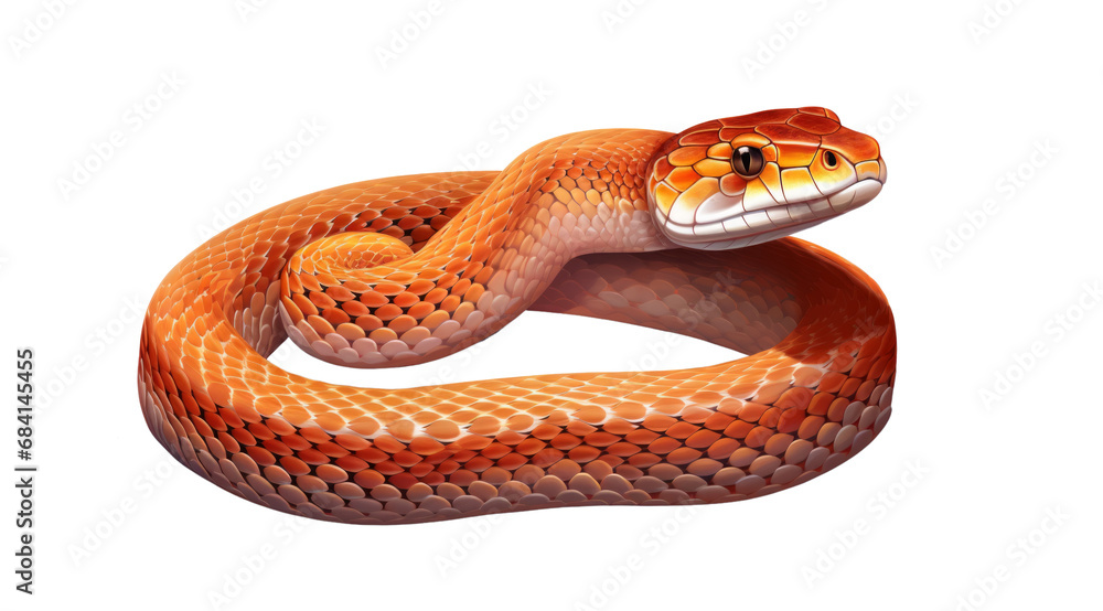 Fototapeta premium Vibrant illustration of an orange Corn Snake, commonly kept as a pet.