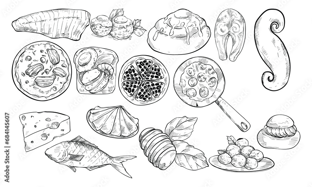 scandinavian food handdrawn collection