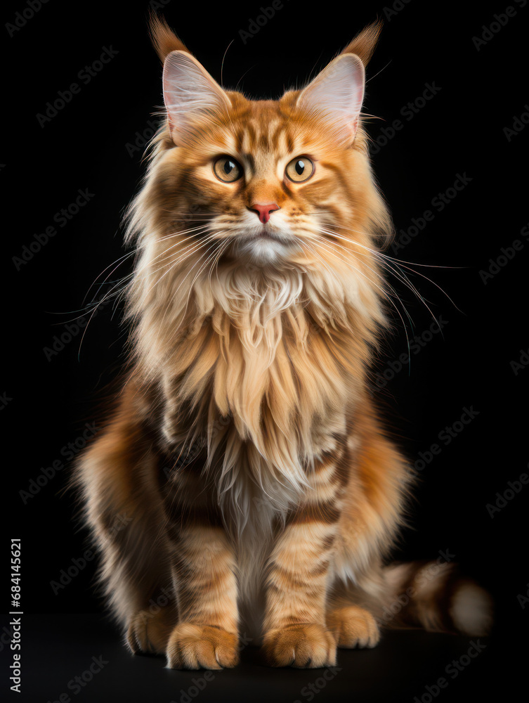 Obraz premium Maine Coon Cat Studio Shot Isolated on Clear Background