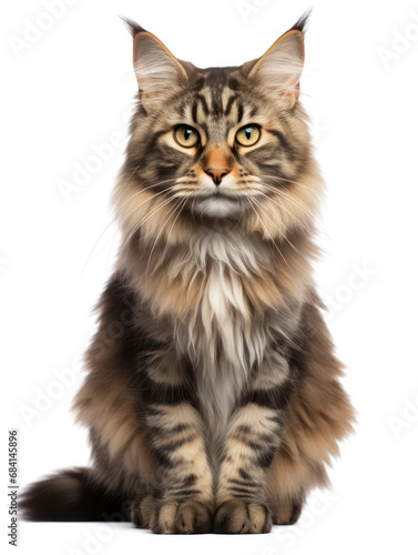 Maine Coon Cat Studio Shot Isolated on Clear Background
