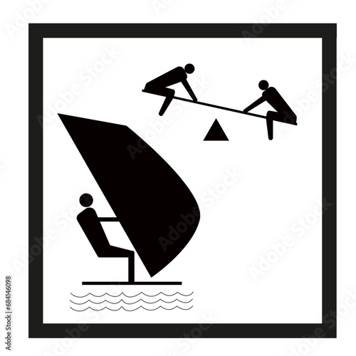 Panneau carré avec idéogramme indiquant un parc de loisirs