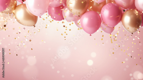 Celebration background with pink confetti