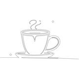 Coffee cup line art style with transparent background eps