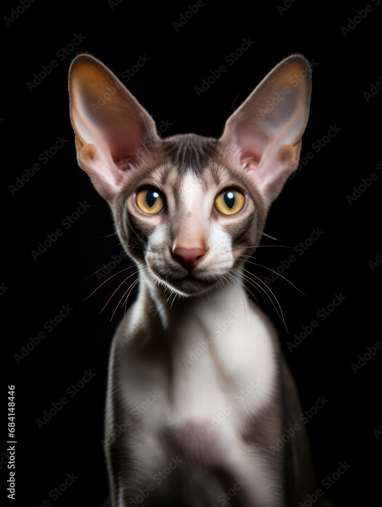 Oriental Shorthair Cat Studio Shot Isolated on Clear Background