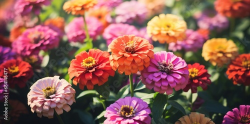 Unveiling Nature's Beauty: Spectacular Full Bloom Zinnias Captured in HD Generative AI