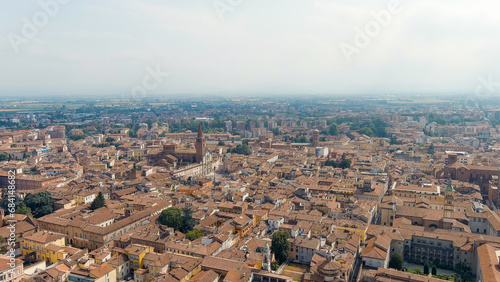 Piacenza, Italy. Cathedral of Piacenza. Episcopal Palace. Historical city center. Summer day, Aerial View