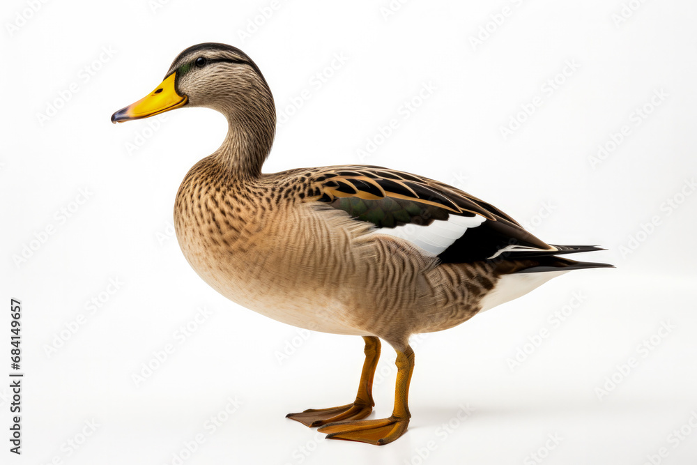 Mallard Duck Anas platyrhynchos standing side view isolated on white Mallard Duck Anas platyrhynchos standing side view isolated on white