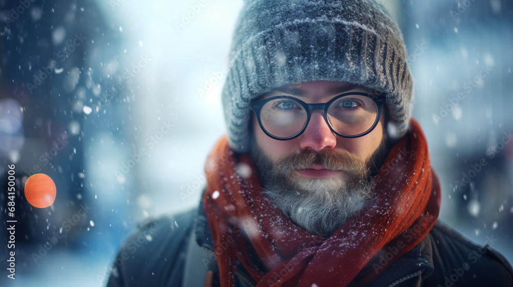 Portrait of a person in winter. Portrait of a person in winter.