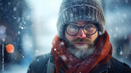 Portrait of a person in winter. 