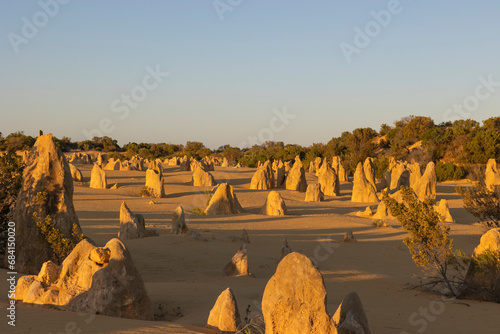 The Pinnacles at sunset in the Nambung National Park, western Australia photo