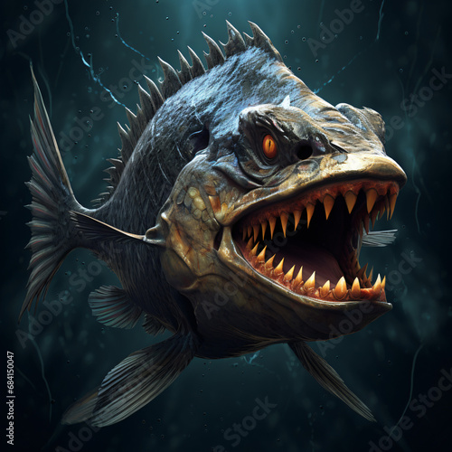 Piranha fish with sharp teeth © Data