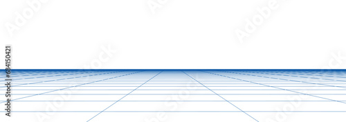Technology perspective grid in infinity. Abstract digital wireframe floor with lines. Futuristic texture pattern with mesh. Background a digital space. Flooring illustration. photo