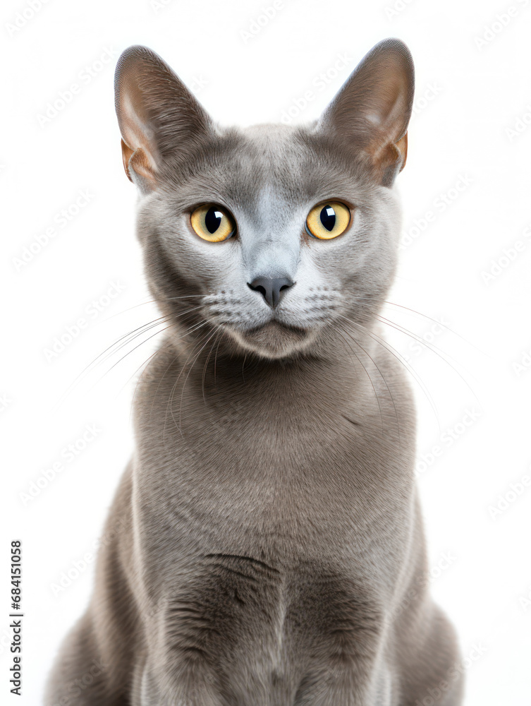 Russian Blue Cat Studio Shot Isolated on Clear Background Russian Blue Cat Studio Shot Isolated on Clear Background