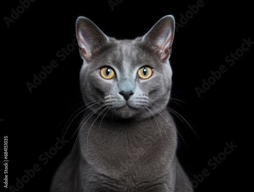 Russian Blue Cat Studio Shot Isolated on Clear Background © Vig