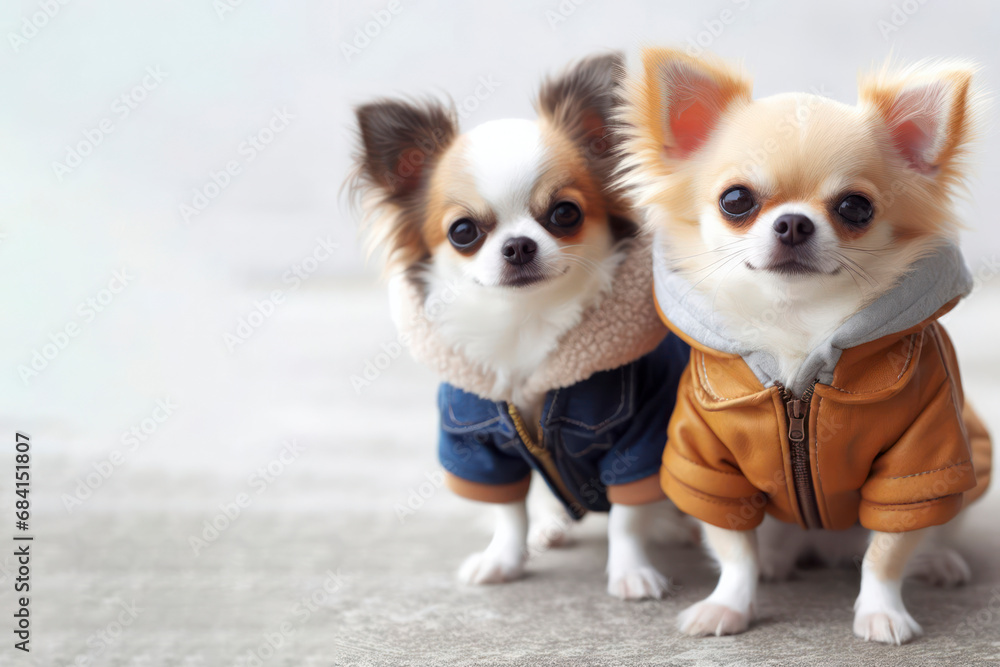chihuahua wearing a jacket on an isolated background. ai generative chihuahua wearing a jacket on an isolated background. ai generative