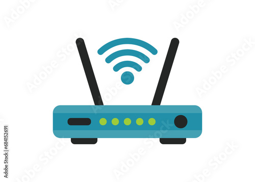 Wifi router icon in flat style, Modem with wifi signal flat vector icon for apps and websites