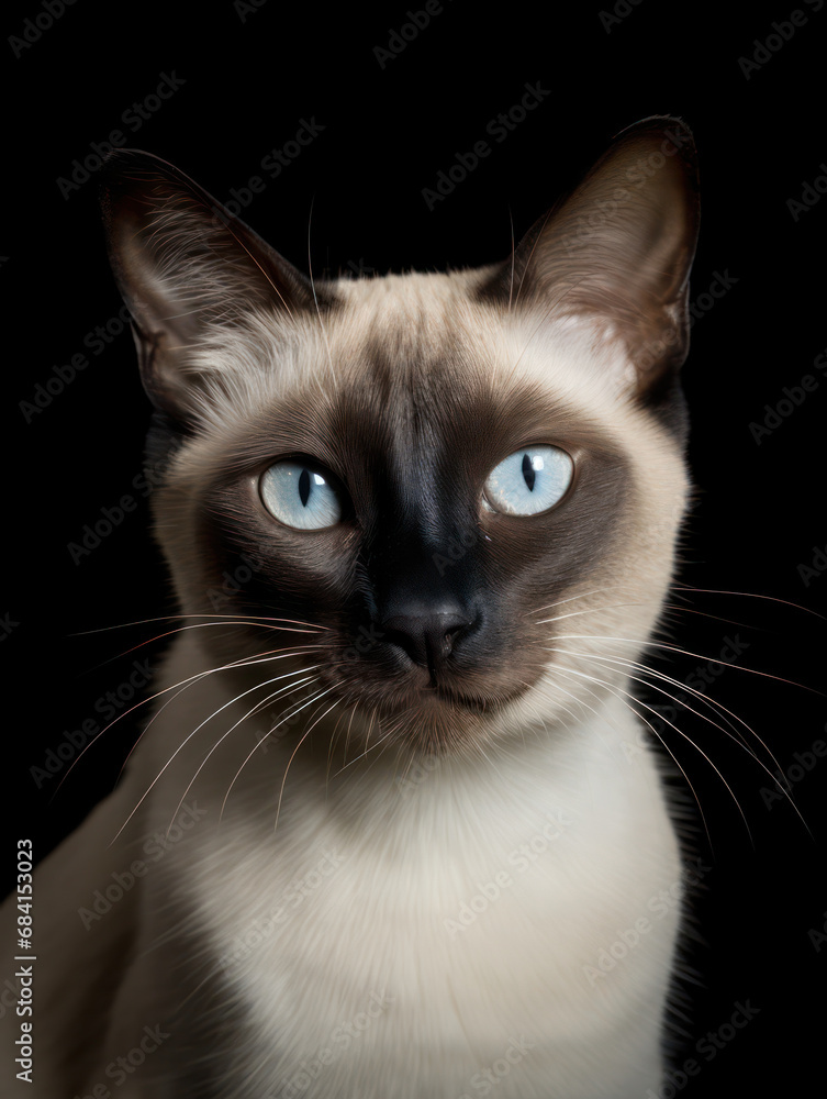 Siamese Cat Studio Shot Isolated on Clear Background