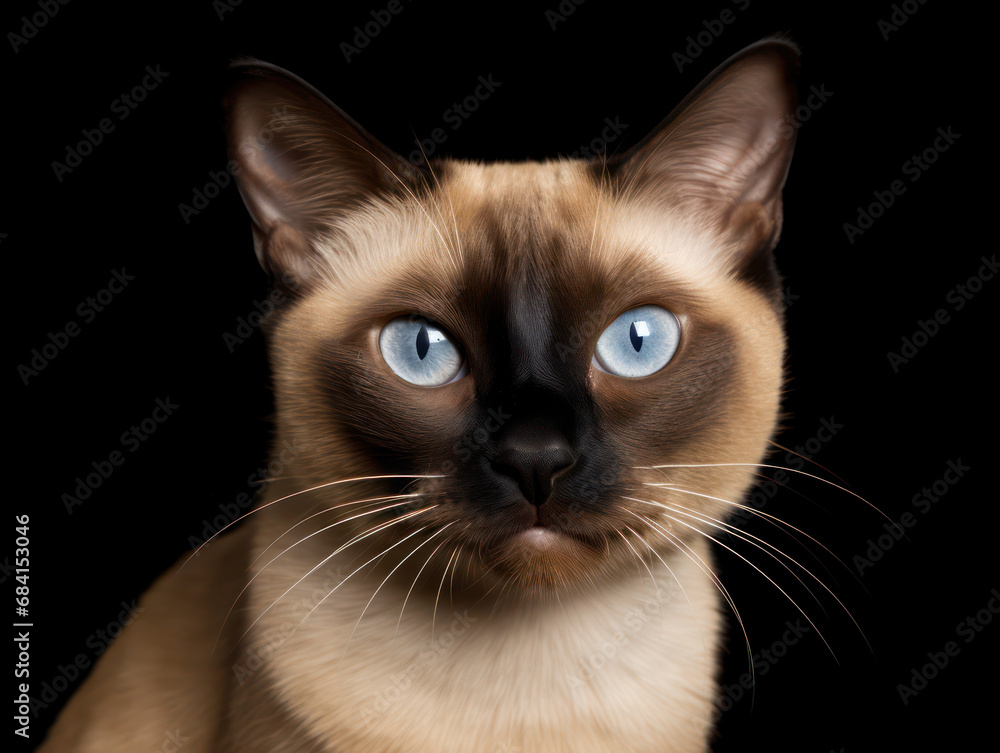 Siamese Cat Studio Shot Isolated on Clear Background