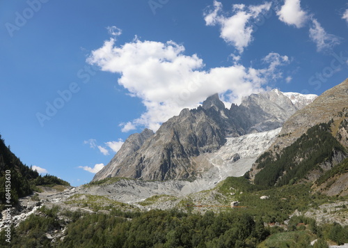 Mont Blanc the border between France and Italy and a sunny day