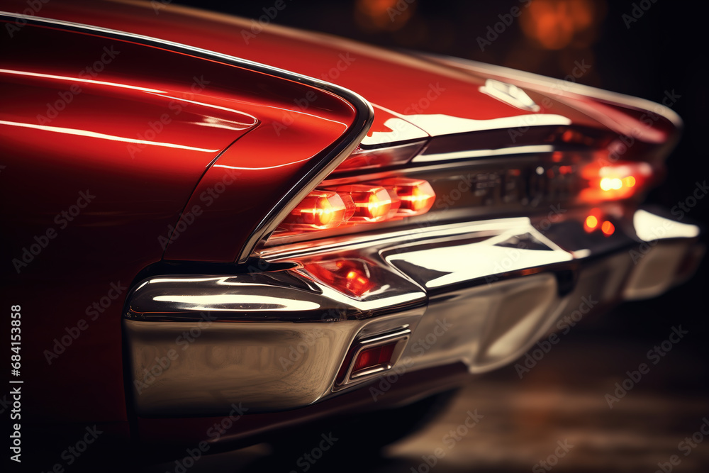 Rear lights on the car close-up. headlight of a retro luxury car