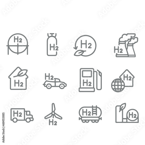 set of Hydrogen linear icons