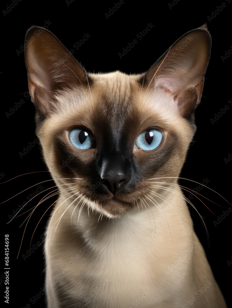Siamese Cat Studio Shot Isolated on Clear Background