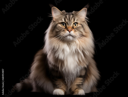 Siberian Cat Studio Shot Isolated on Clear Background