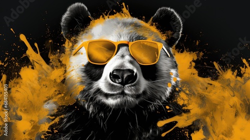Zabawna panda w stylowych okularach przeciwsłonecznych. 
