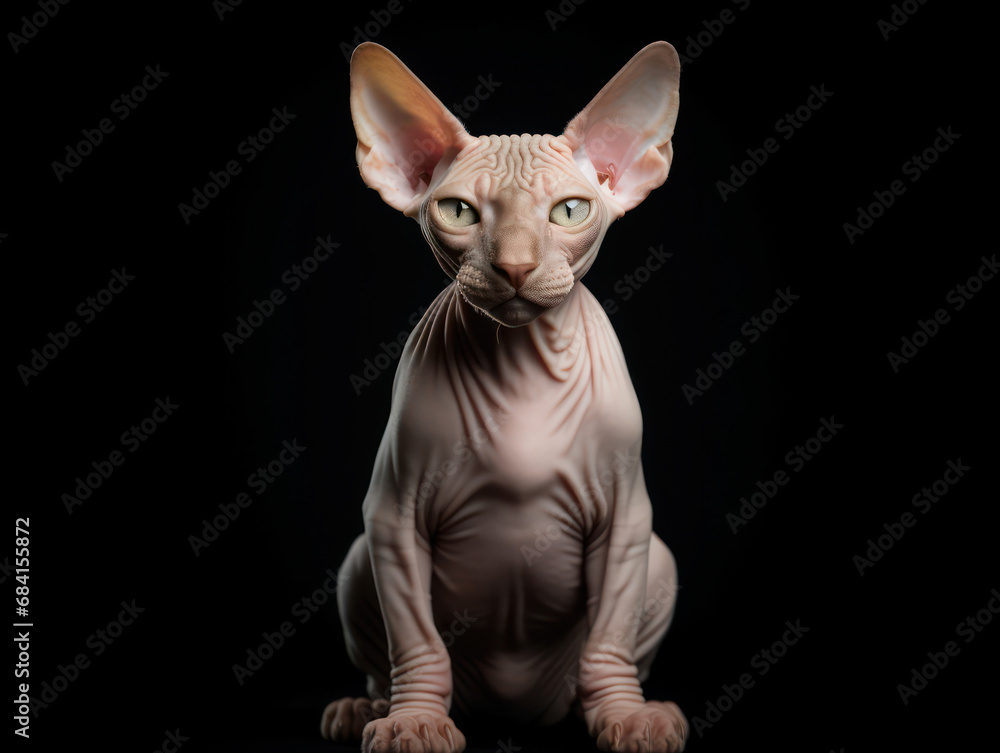 Sphynx Cat Studio Shot Isolated on Clear Background