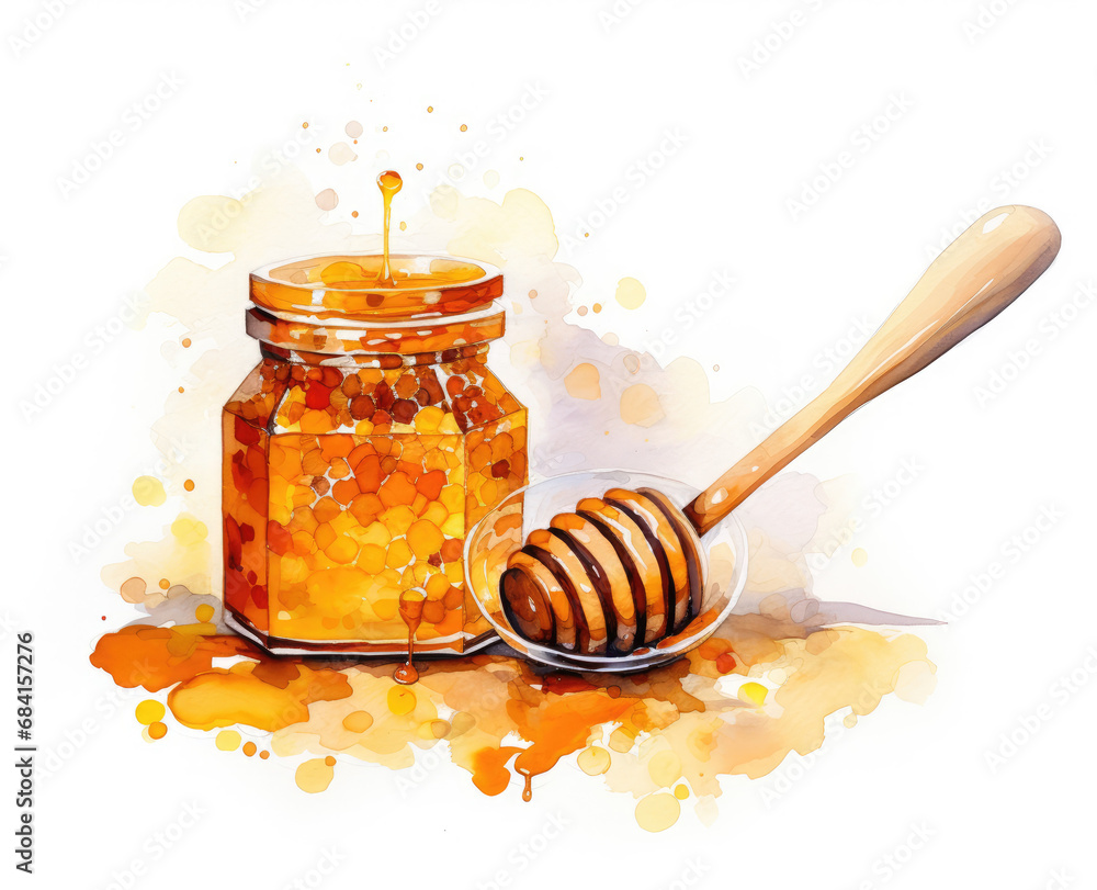 honey in a glass jar and honey dipper honey in a glass jar and honey dipper