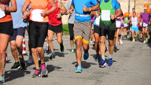 group of runners during the race in the city