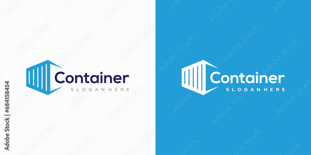 Container illustration logo vector - obrazy, fototapety, plakaty 