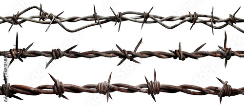 Set of barbed wires cut out photo