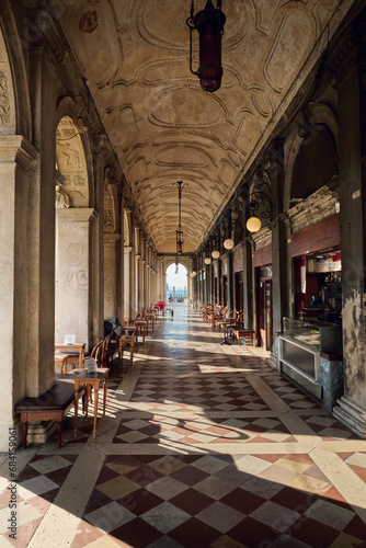 Italian cafe on Piazza San Marco in Venice old town  Italy