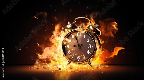 Burning clock with copy space, time is leaving with AI