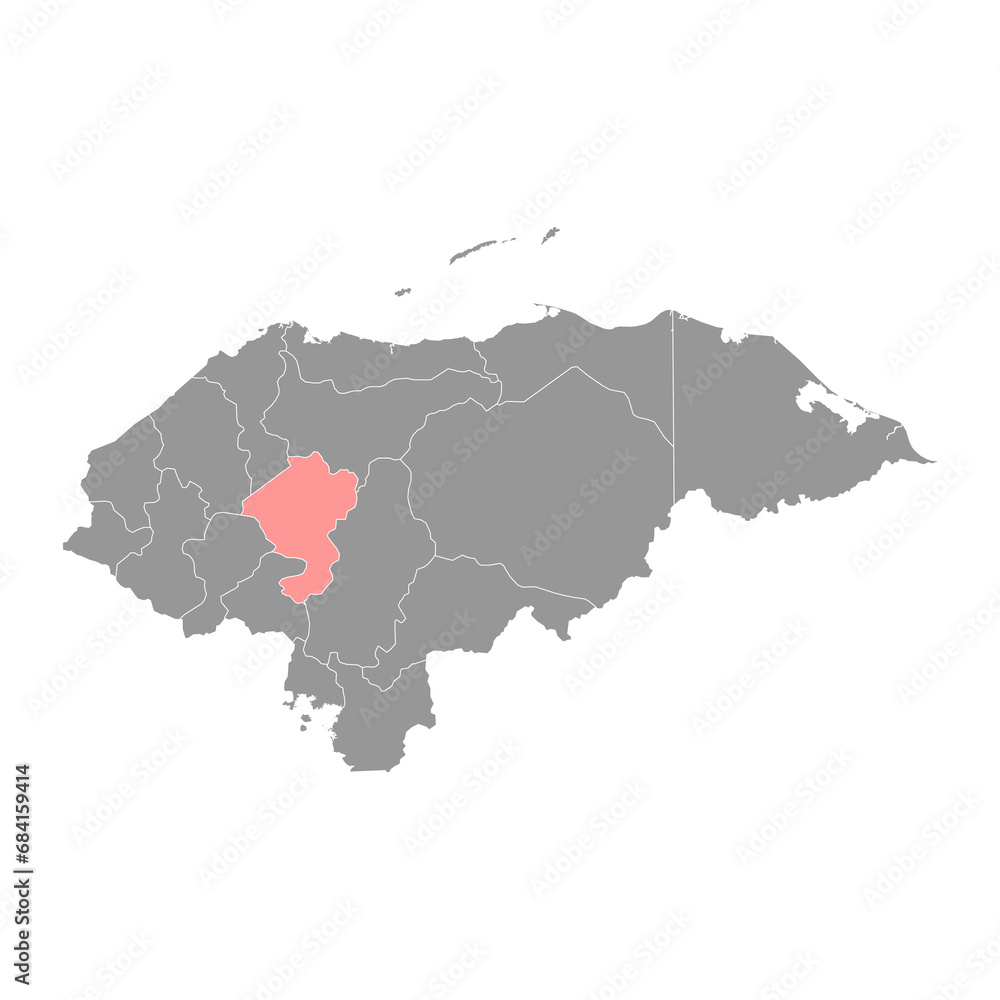 Fototapeta premium Comayagua department map, administrative division of Honduras. Vector illustration.