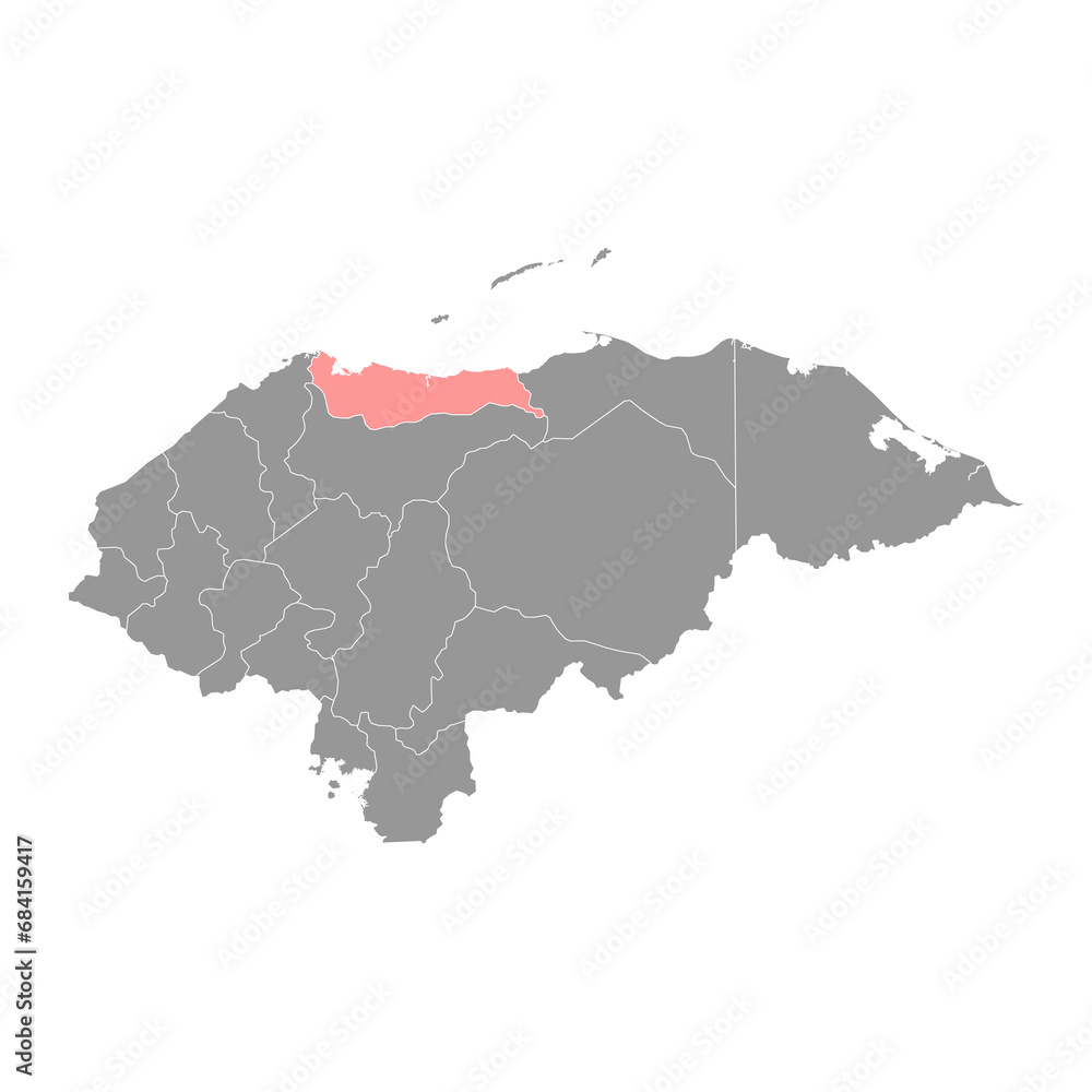 Fototapeta premium Atlantida department map, administrative division of Honduras. Vector illustration.