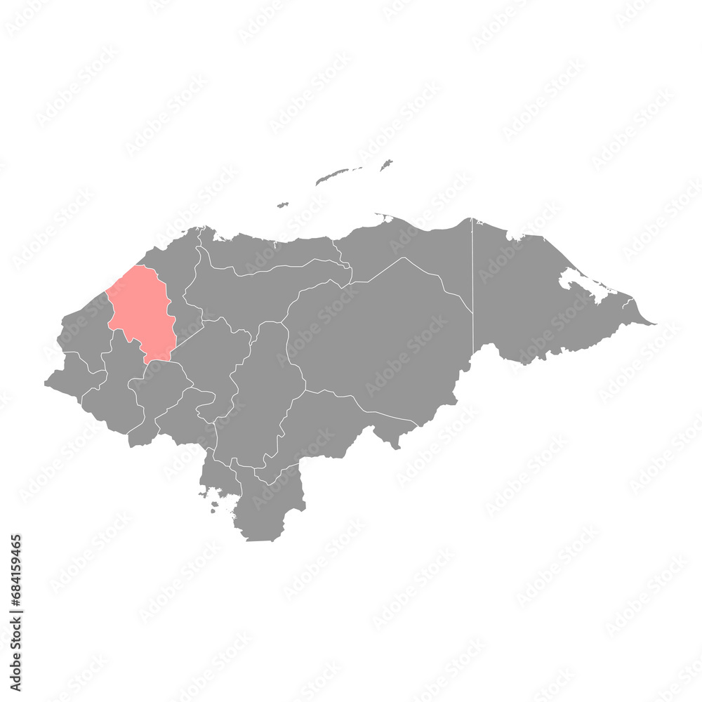 Santa Barbara department map, administrative division of Honduras. Vector illustration. Santa Barbara department map, administrative division of Honduras. Vector illustration.
