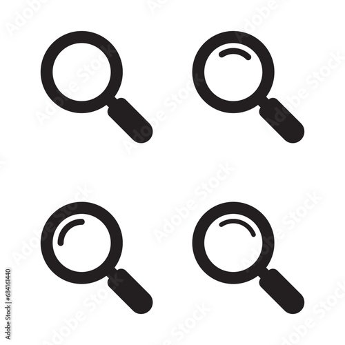 Magnifying glass icon, vector magnifier or loupe sign. Web search icon.