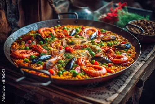 food shrimp festive Spanish Paella