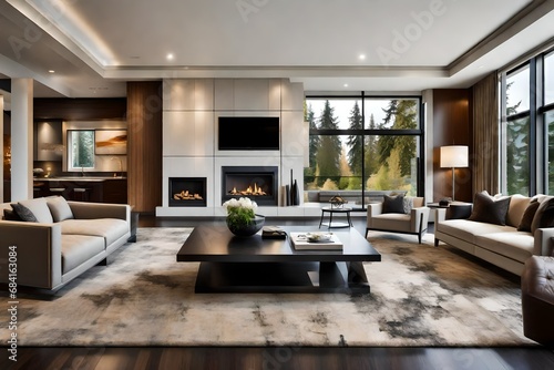 large modern luxury living room interior in bellevue home photo