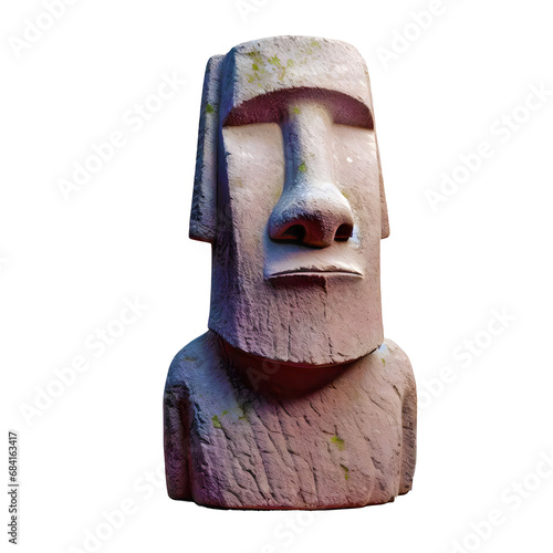 Easter island rock moai statue isolated on transparent background photo