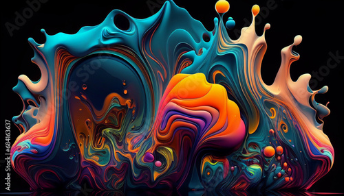 most beautiful vivid liquid in collorful 3d, a beautiful abstract background in many colors. photo