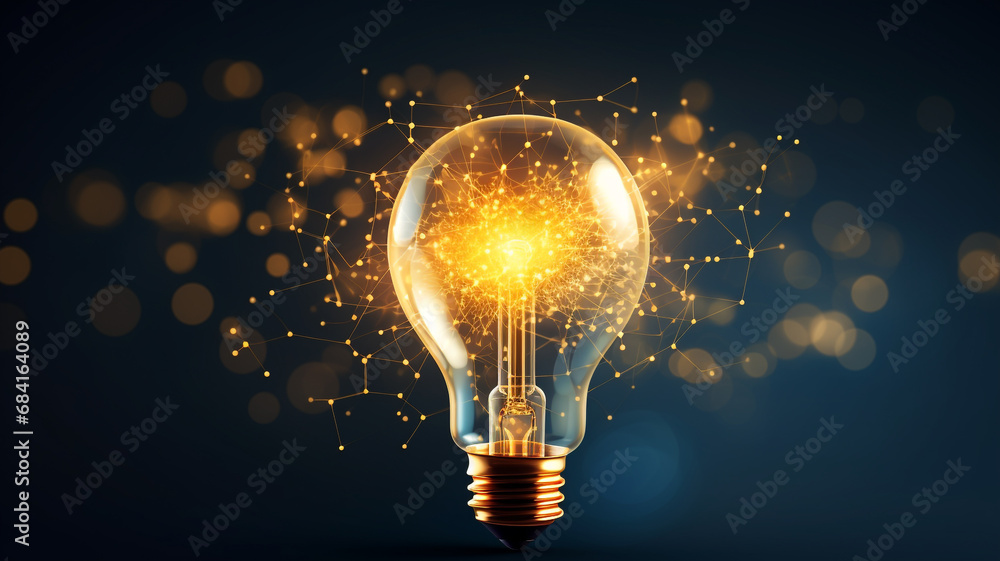 Light bulb shape and business icon with network connection, Digital marketing, Creative, New ideas and innovation for business growth Light bulb shape and business icon with network connection, Digital marketing, Creative, New ideas and innovation for business growth
