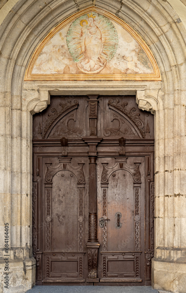Old medieval textured wooden door