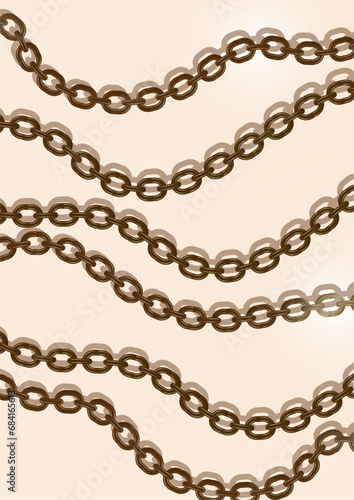 Wallpaper Mural Metal chain made of gold. Realistic seamless wavy chains. Template for your design. Vector Torontodigital.ca