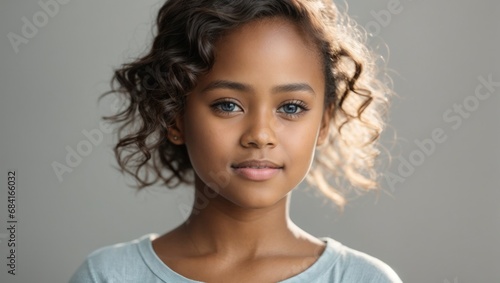 Beautiful African American girl with smooth and healthy facial skin. This is a very cute portrait of black people with a refreshing smile.