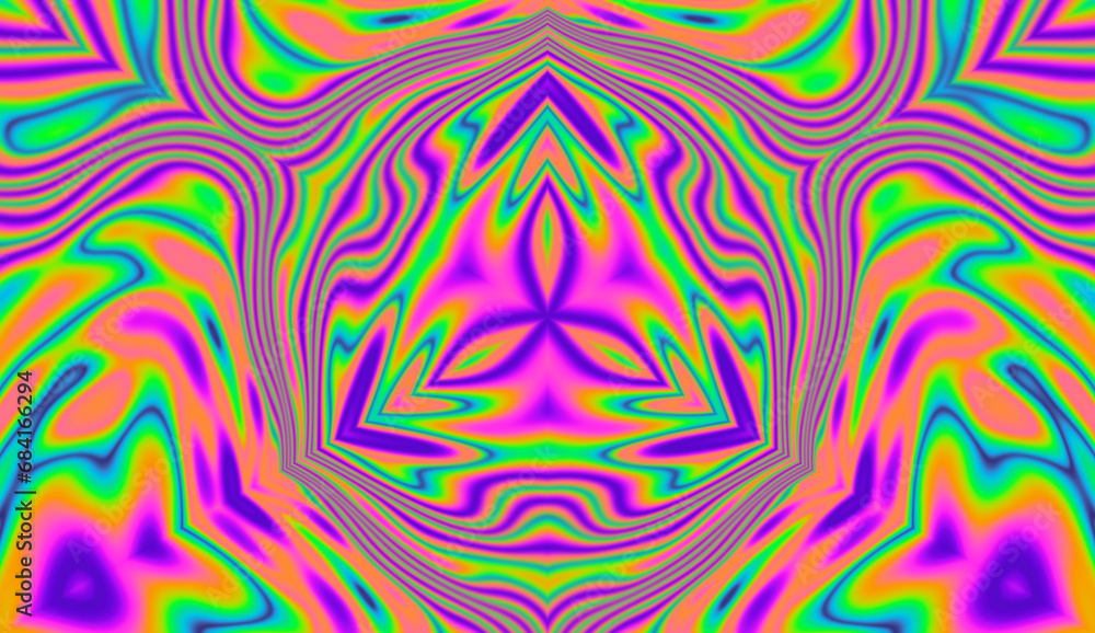 A mesmerizing arrangement of kaleidoscopic geometric shapes, forming an abstract and hypnotic background drenched in vibrant neon hues reminiscent of a psychedelic acid rainbow. A mesmerizing arrangement of kaleidoscopic geometric shapes, forming an abstract and hypnotic background drenched in vibrant neon hues reminiscent of a psychedelic acid rainbow.